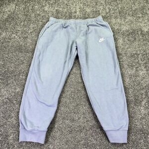 Nike Sweatpants Mens 2XL Blue Fleece Jogger Elastic Waist Pockets Logo Cuffed